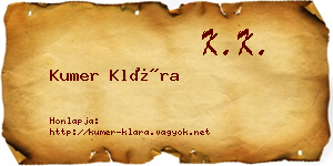 Kumer Klára névjegykártya